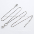 1.5mm 18"+2" vintage high quality pendant necklace, stainless steel curved rectangle box chain